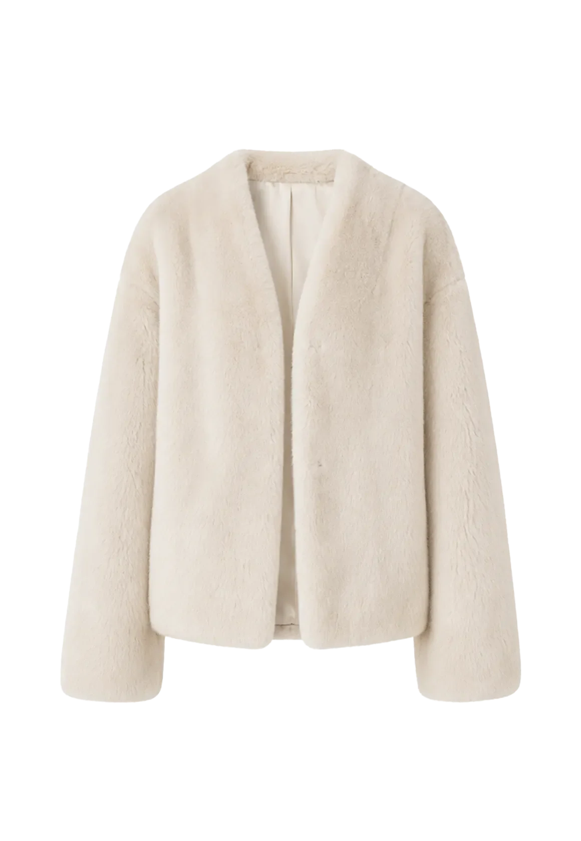 Louvre II Pearl Beige mink short coat, transparent front product view