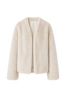 Louvre II Pearl Beige mink short coat, transparent front product view
