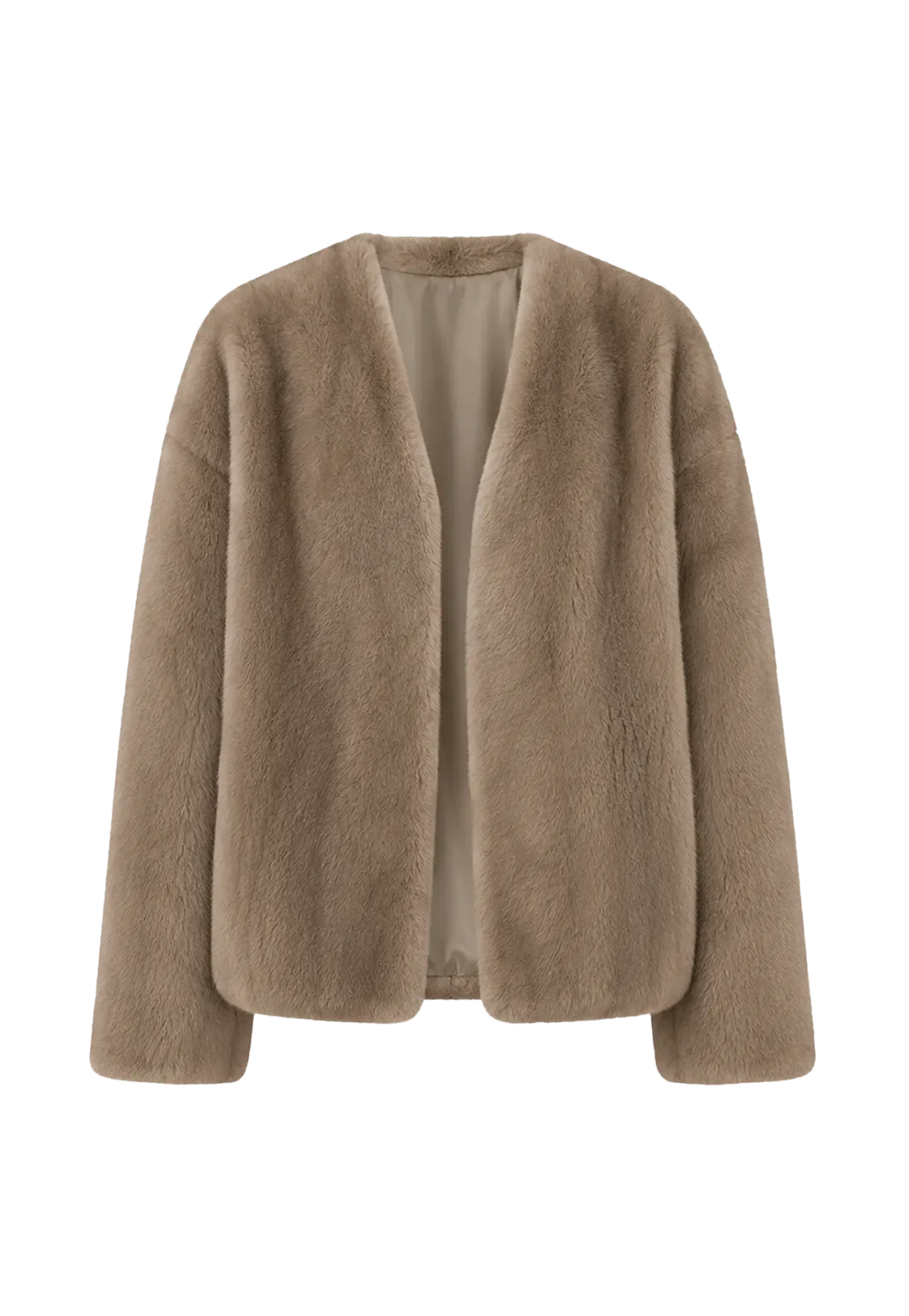 Louvre II Pastel mink short coat, transparent front product view