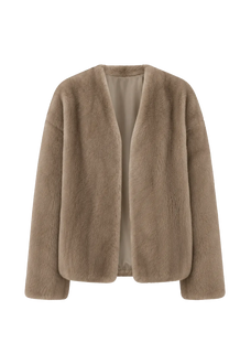 Louvre II Pastel mink short coat, transparent front product view
