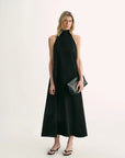 Luxury mulberry silk wrinkle - resistant small high collar A - line summer beach Dresses for women - variant_title