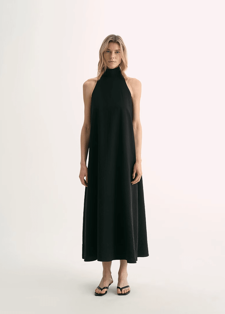 Luxury mulberry silk wrinkle - resistant small high collar A - line summer beach Dresses for women - variant_title