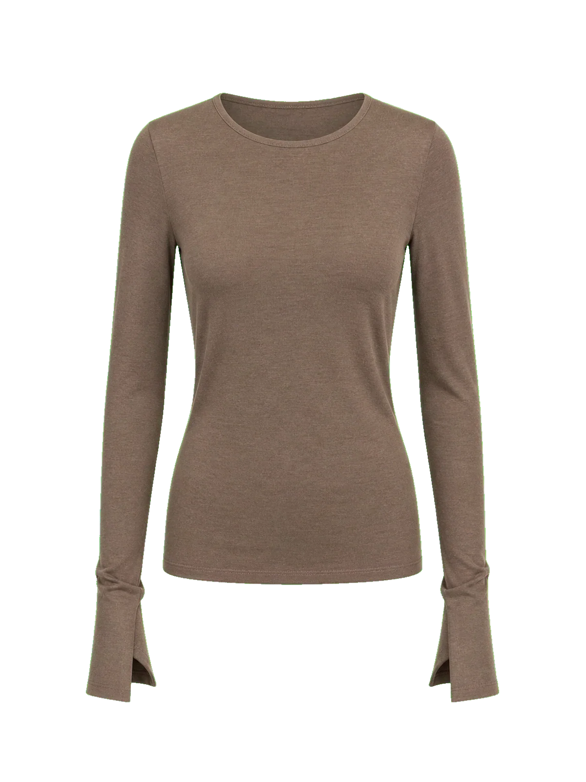 Lyocell wool stretch long sleeve T-shirt coffee product cutout