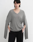 Machine washable Tencel wool V - neck two - wear elastic hem T-shirt bottoming shirt - variant_title