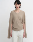 Machine washable Tencel wool V - neck two - wear elastic hem T-shirt bottoming shirt - variant_title