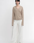 Machine washable Tencel wool V - neck two - wear elastic hem T-shirt bottoming shirt - variant_title