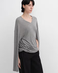 Machine washable Tencel wool V - neck two - wear elastic hem T-shirt bottoming shirt - variant_title