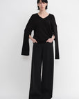 Machine washable Tencel wool V - neck two - wear elastic hem T-shirt bottoming shirt - variant_title