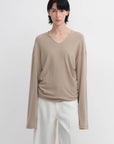 Machine washable Tencel wool V - neck two - wear elastic hem T-shirt bottoming shirt - variant_title