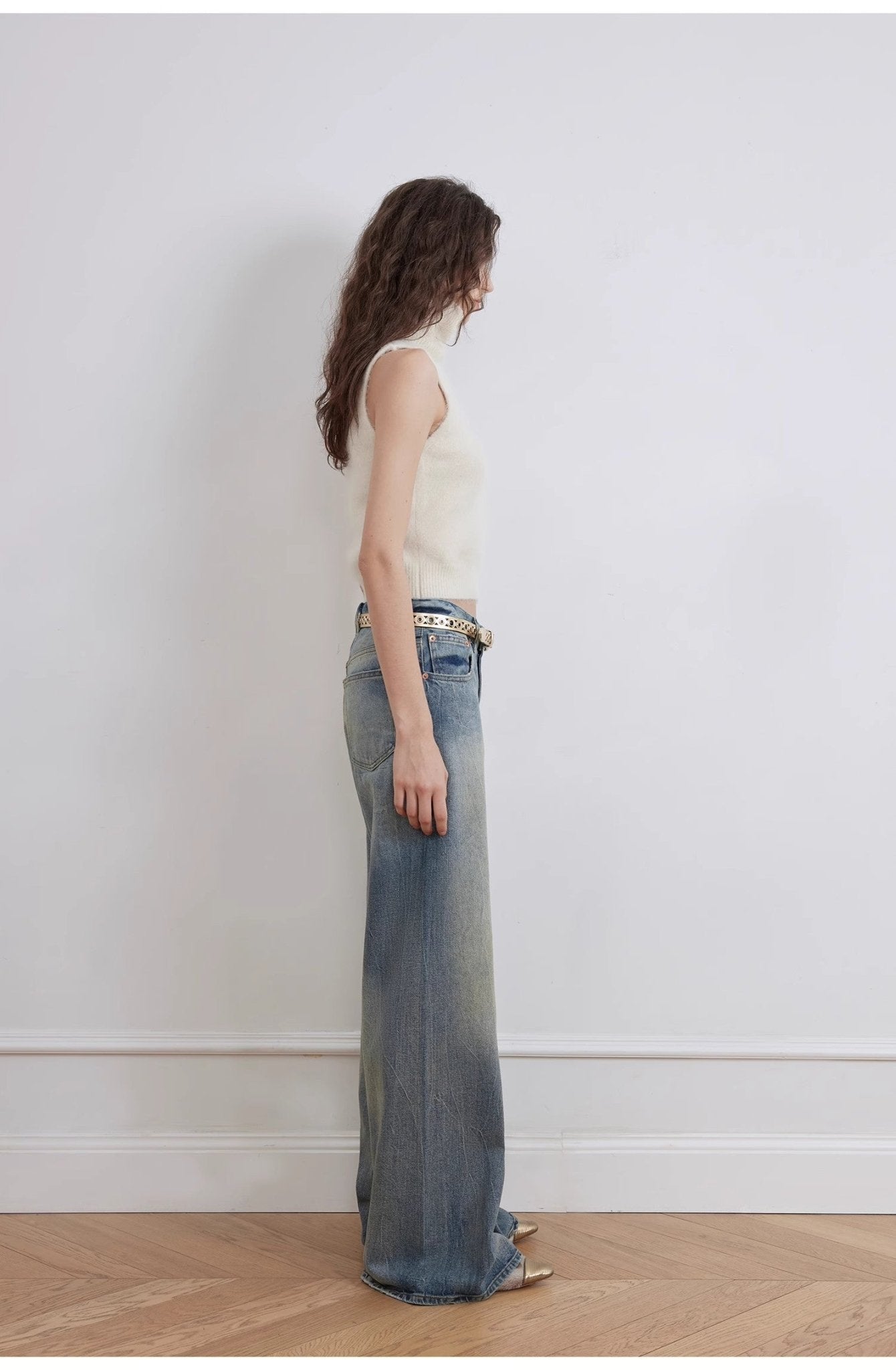 "Magic Dream" Retro Modern Washed Chicken Claw Wrinkled Jeans Women's Spacious Straight Wide Leg Pants - variant_title