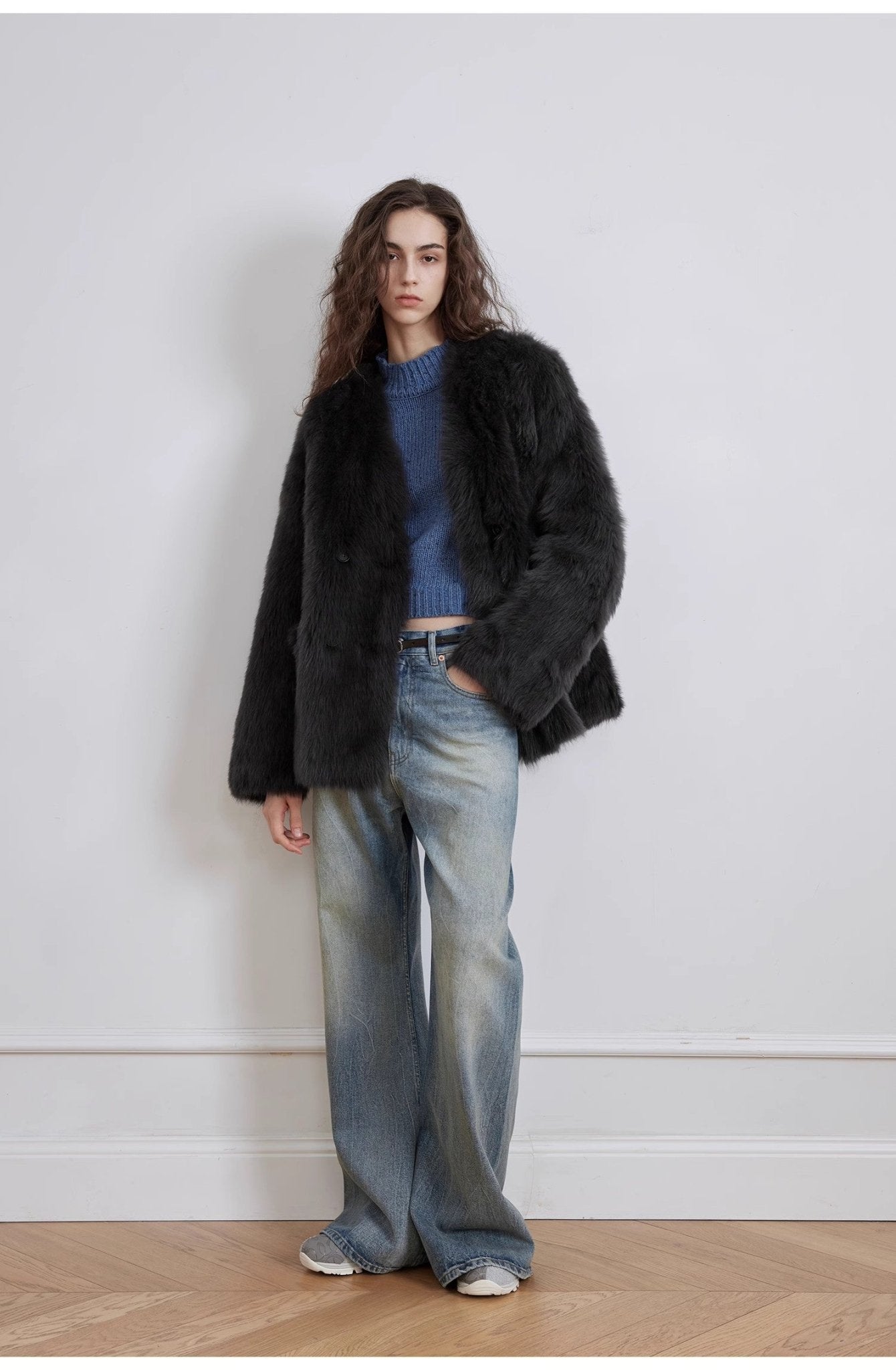 "Magic Dream" Retro Modern Washed Chicken Claw Wrinkled Jeans Women's Spacious Straight Wide Leg Pants - variant_title