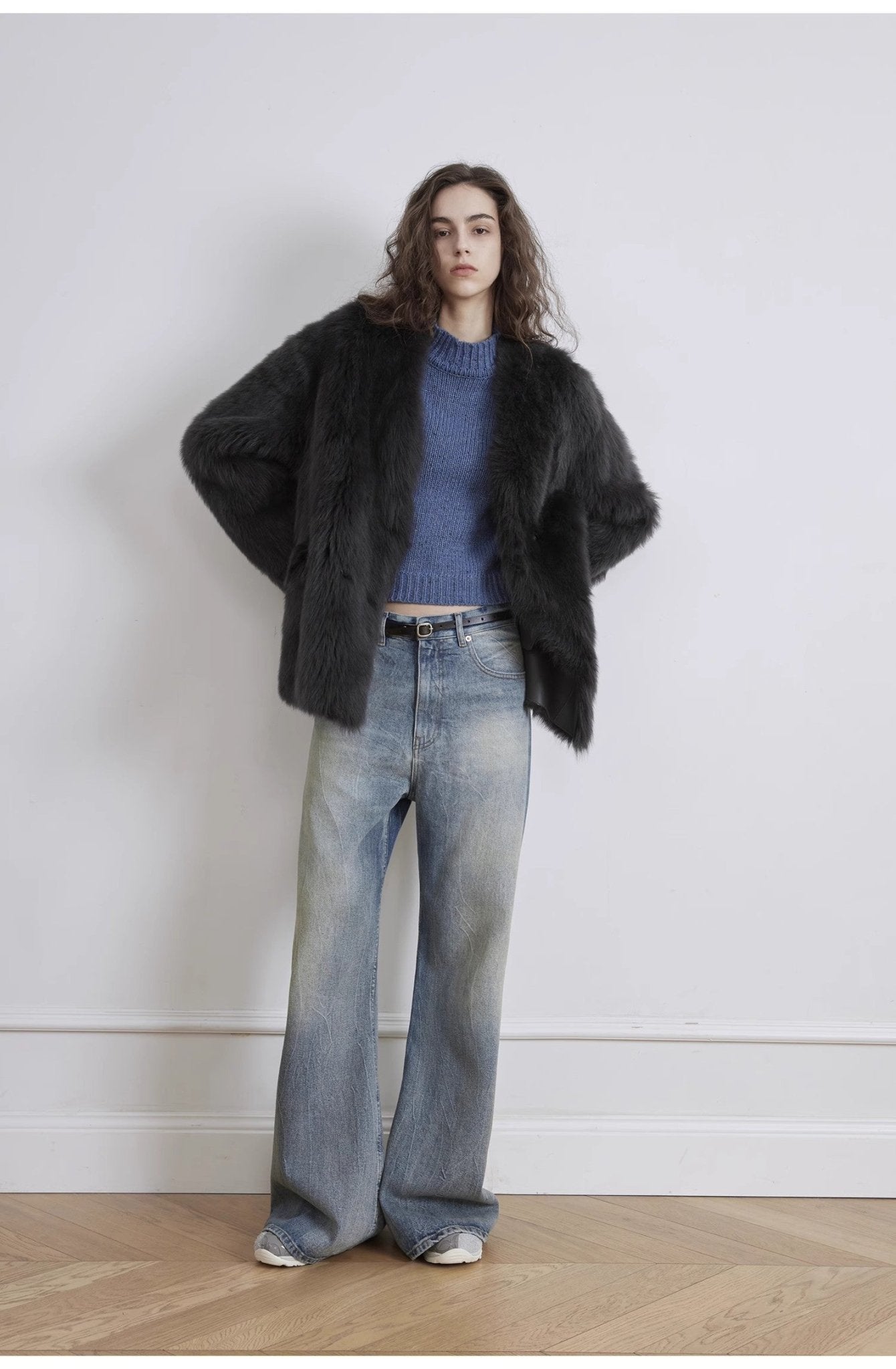 "Magic Dream" Retro Modern Washed Chicken Claw Wrinkled Jeans Women's Spacious Straight Wide Leg Pants - variant_title