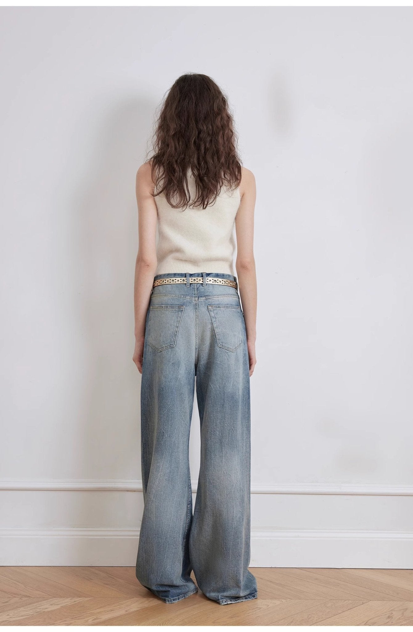 "Magic Dream" Retro Modern Washed Chicken Claw Wrinkled Jeans Women's Spacious Straight Wide Leg Pants - variant_title