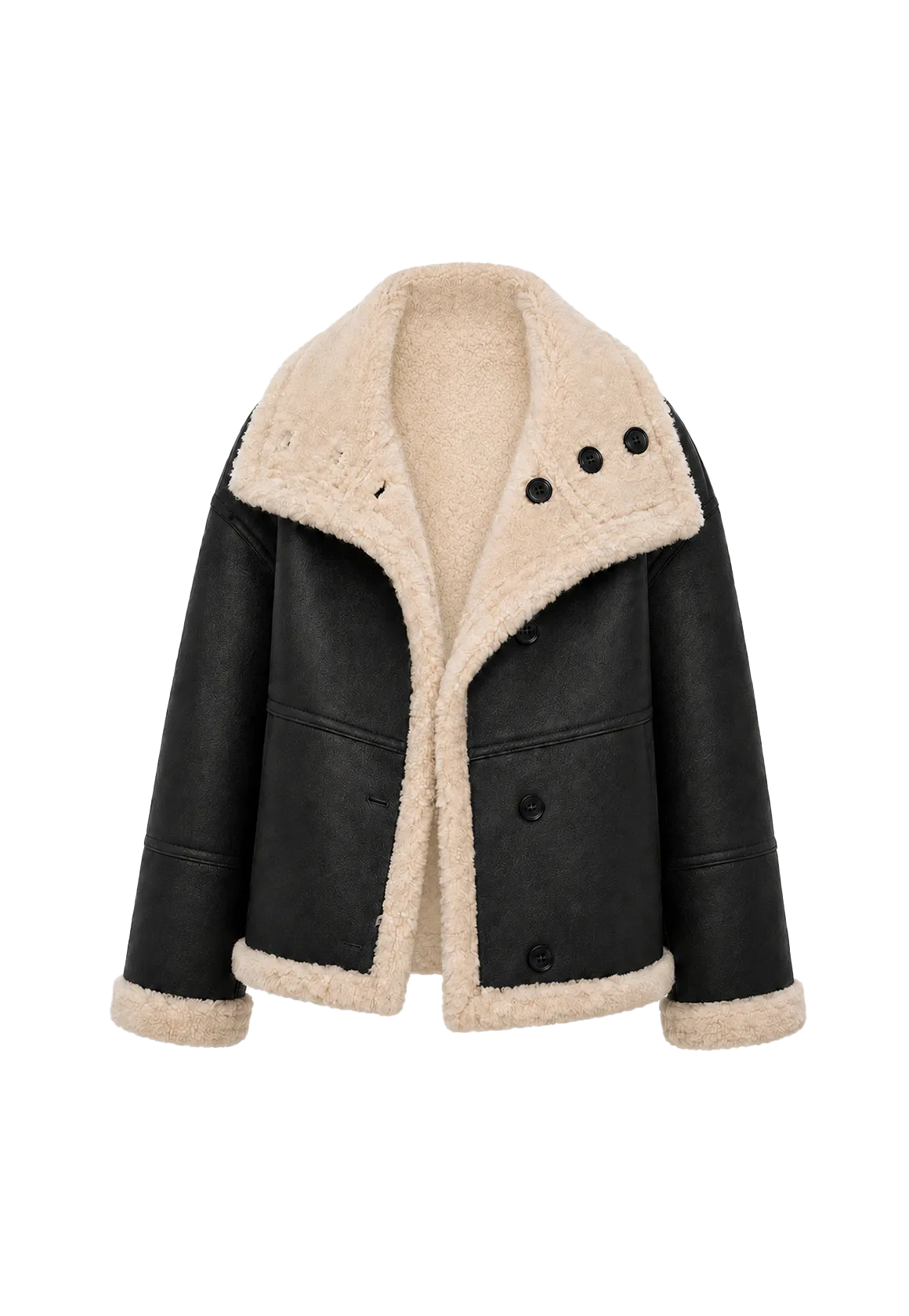 Makino Yuri long reversible faux leather shearling coat product image 06