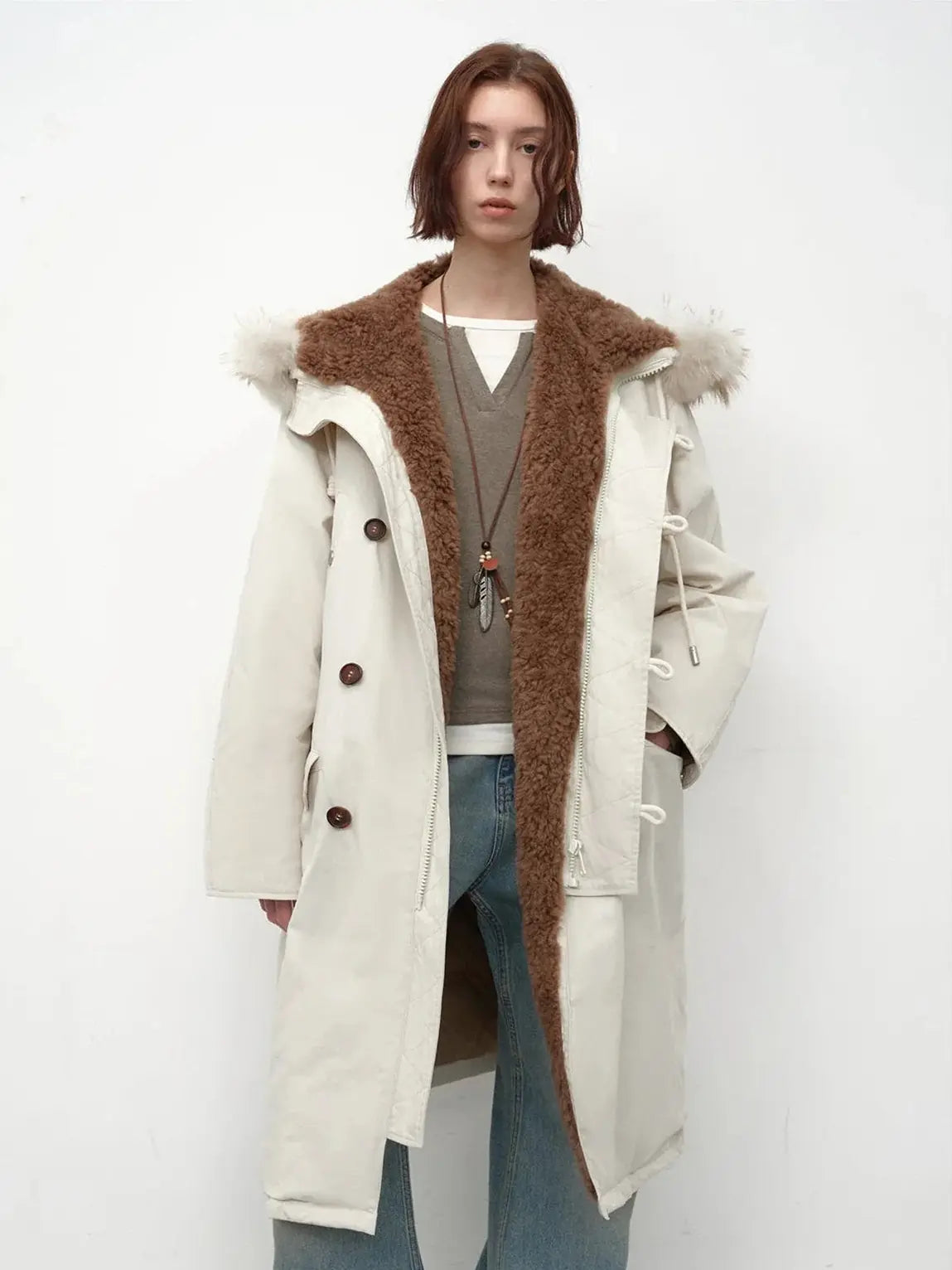 Fireladyfur Manchester City Old Stories II off-white down parka front view