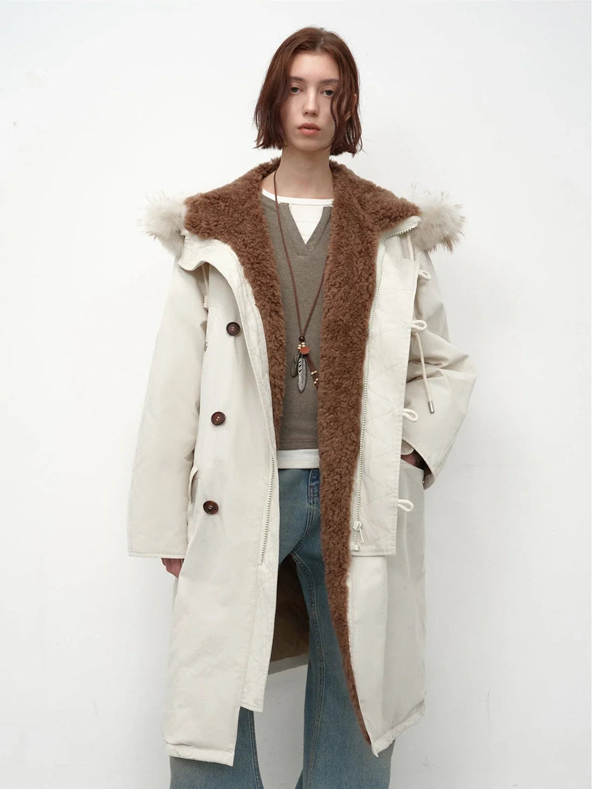 Fireladyfur Manchester City Old Stories II off-white down parka front view