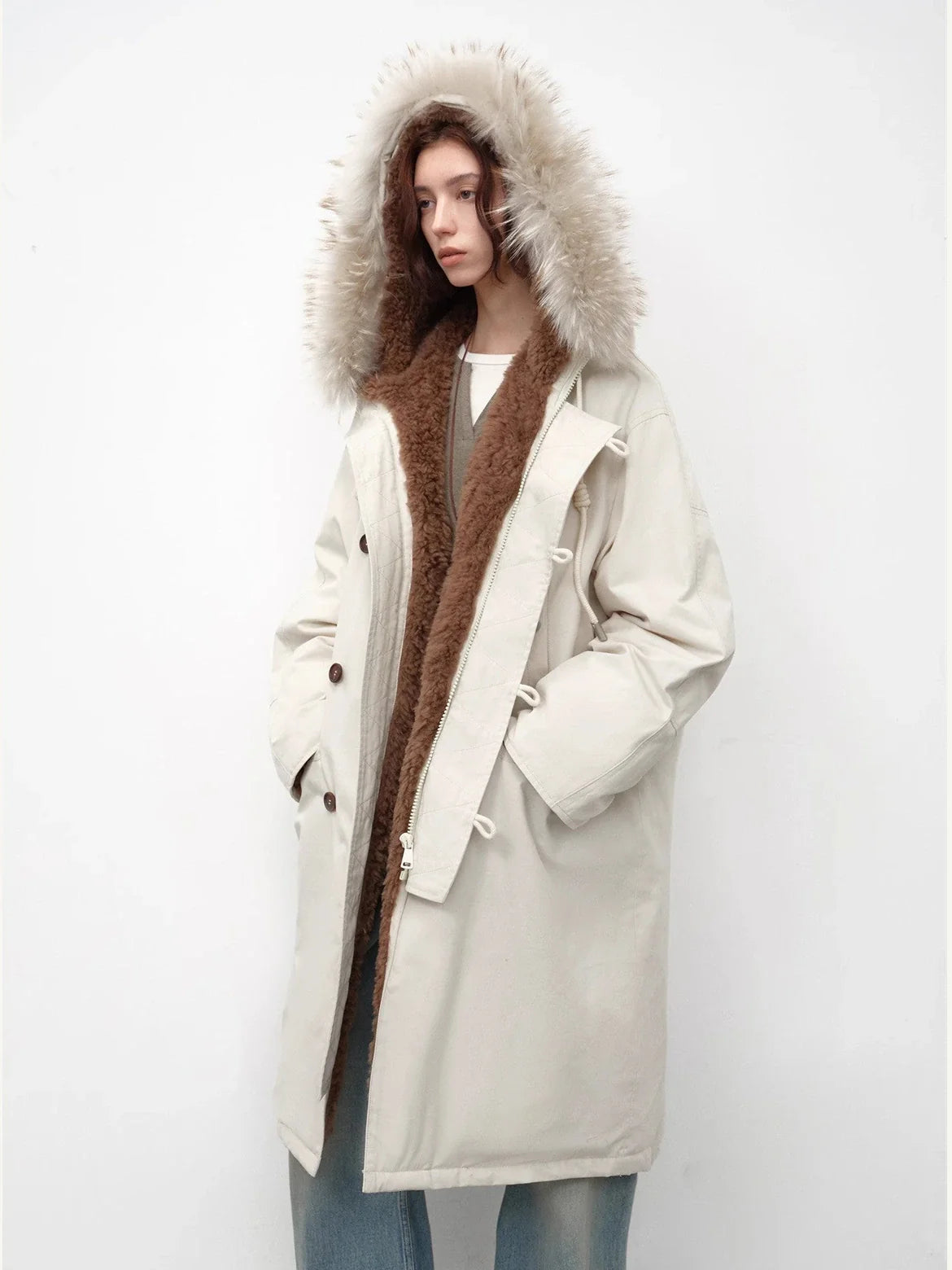 Fireladyfur Manchester City Old Stories II off-white parka outfit view