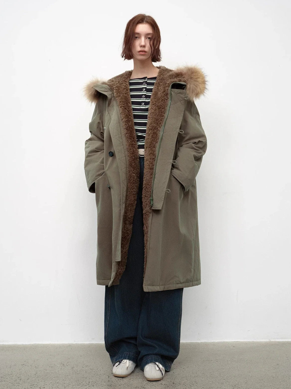 Fireladyfur Manchester City Old Stories II down parka seated styling