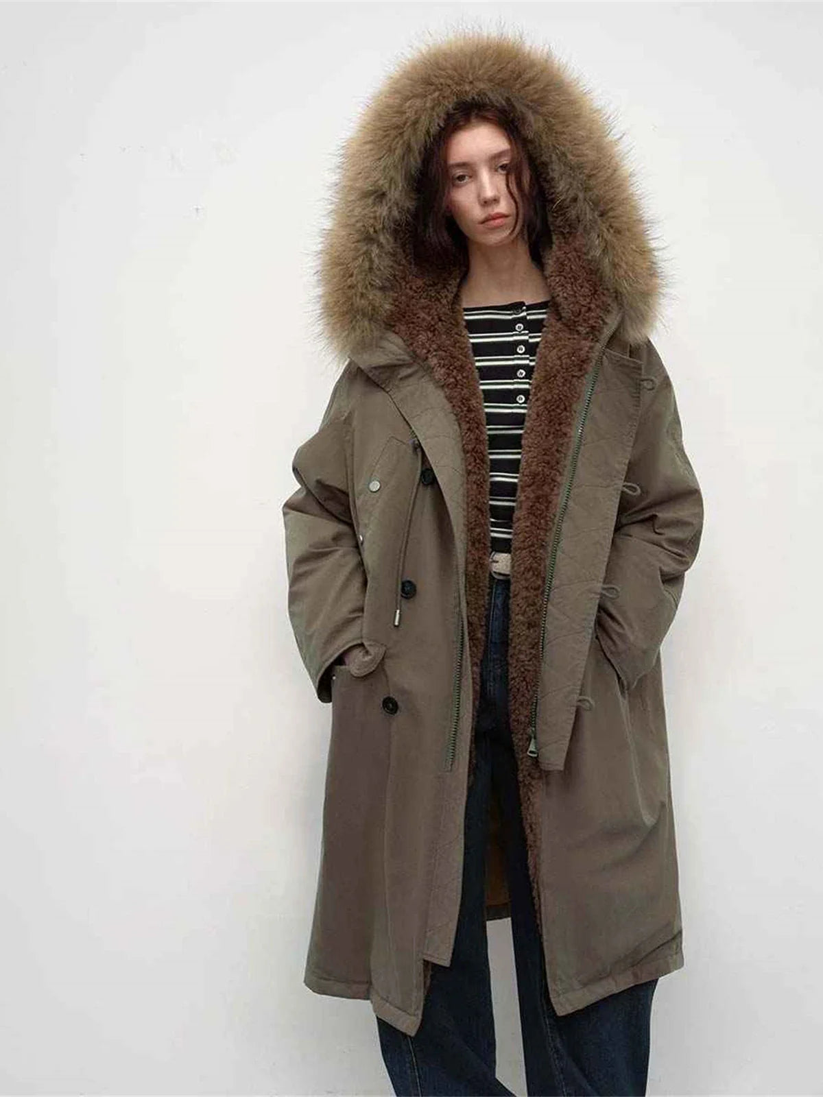 Fireladyfur Manchester City old story gray green upgraded hooded parka product cutout