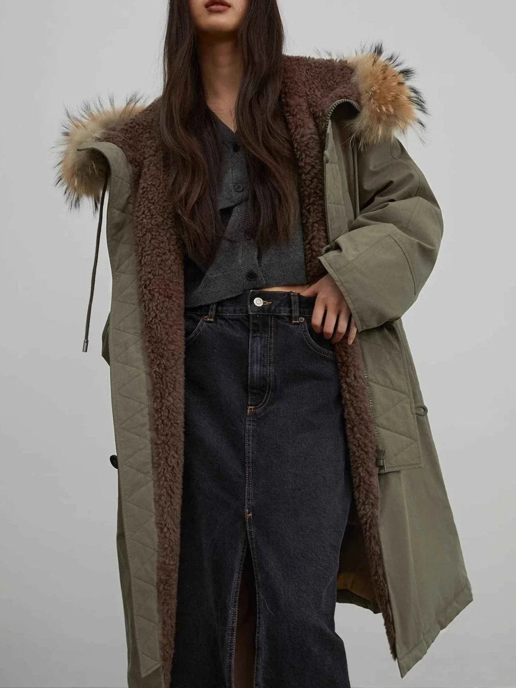Fireladyfur Manchester City old story hooded down parka detail styling