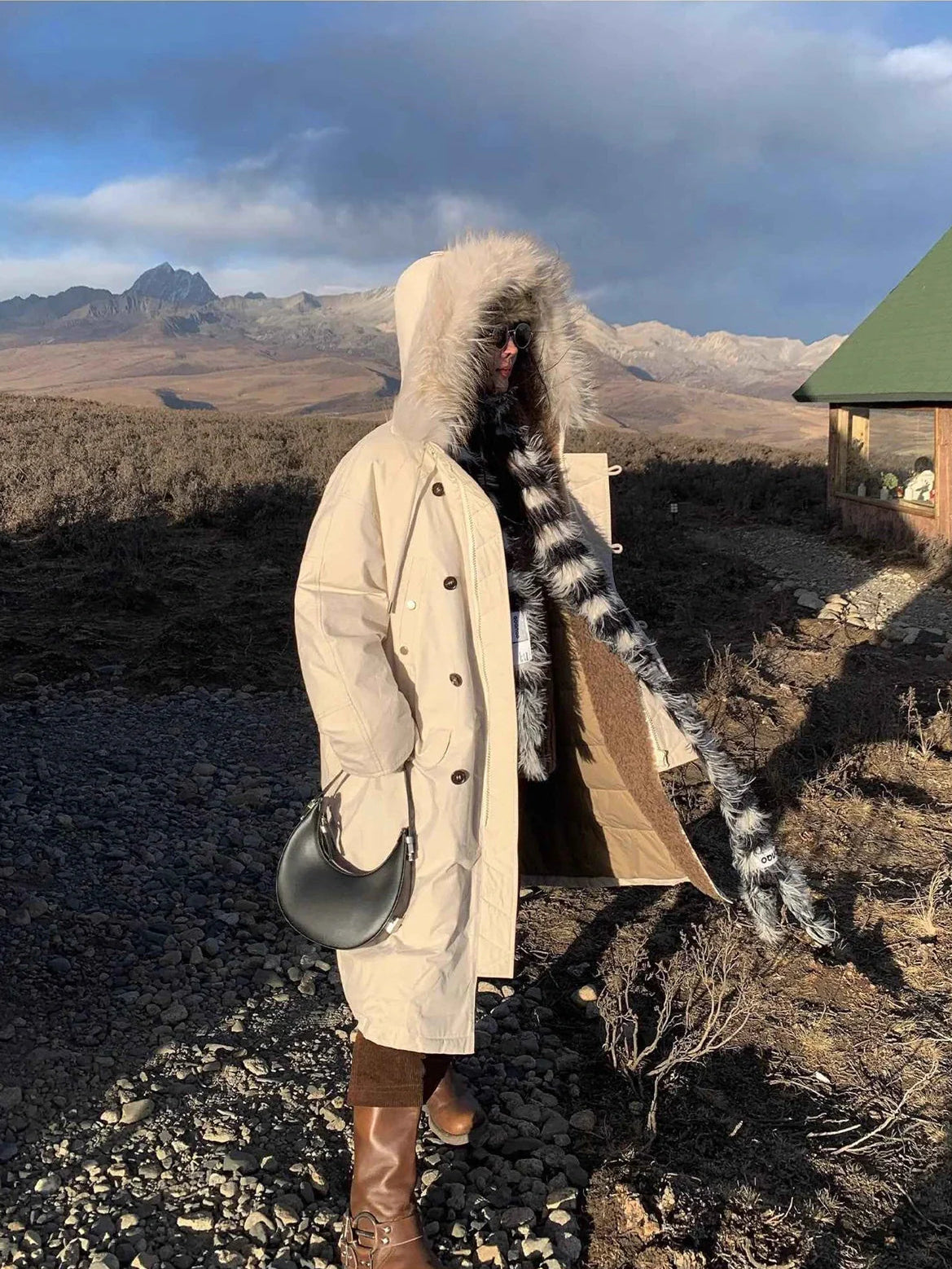 Fireladyfur Manchester City old story hooded parka full length styling