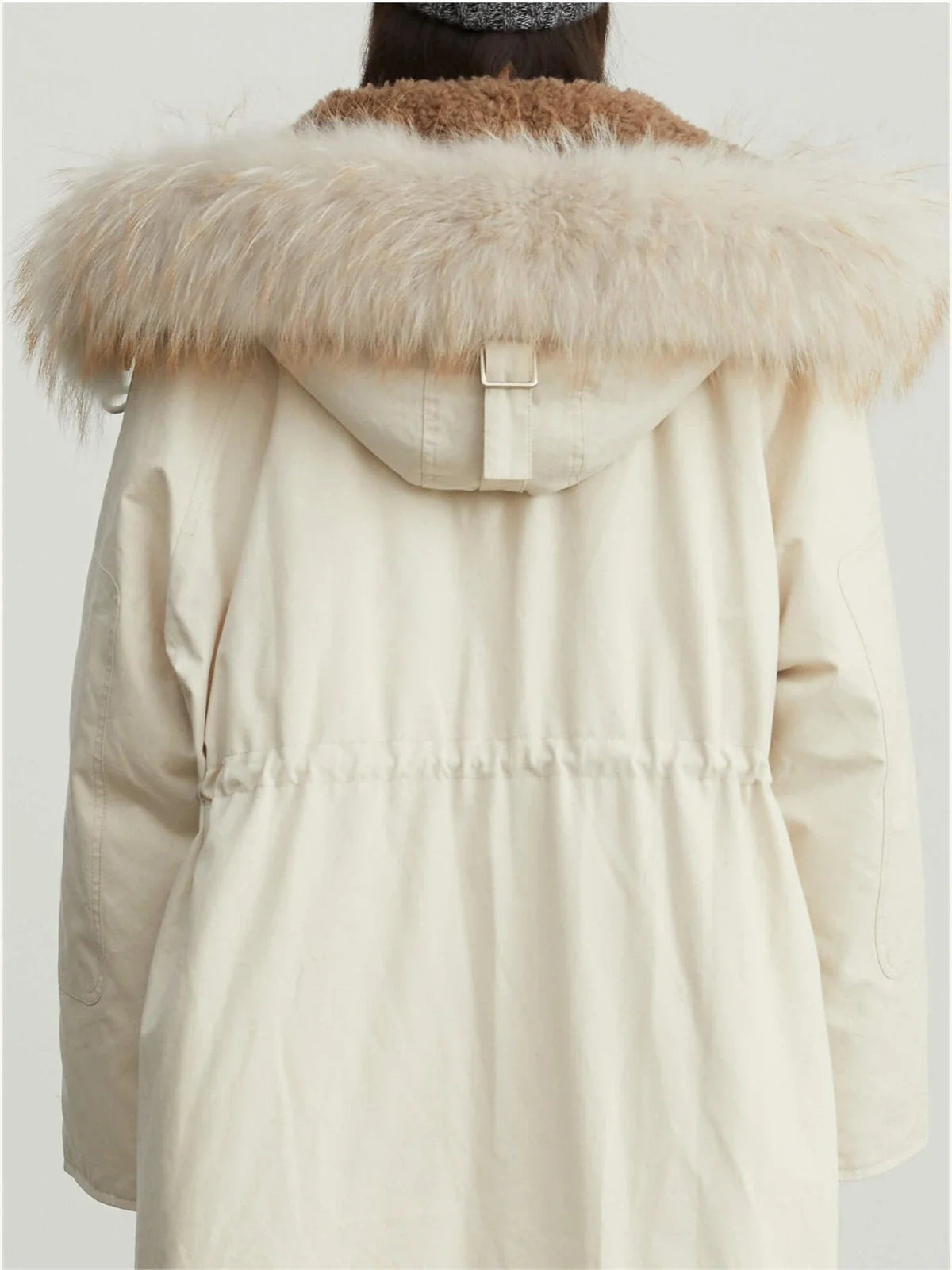 Fireladyfur Manchester City old story hooded down parka back hood detail