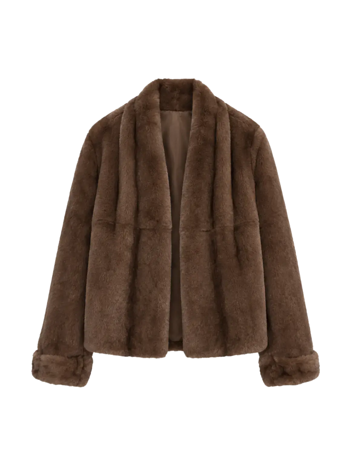 Margaret caramel brown contrasting Rex rabbit fur coat front product view