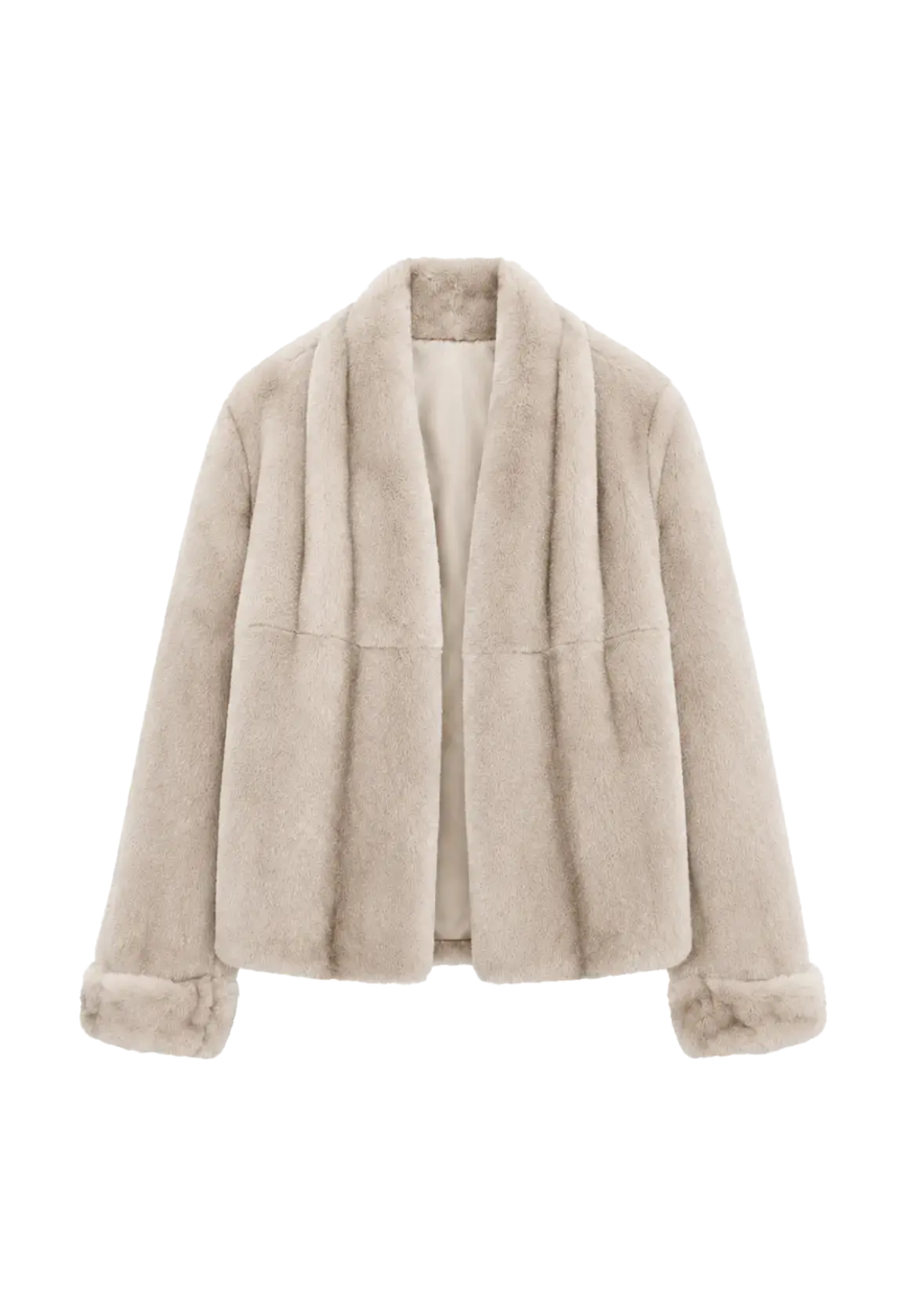 Margaret beige gray contrasting Rex rabbit fur coat front product view