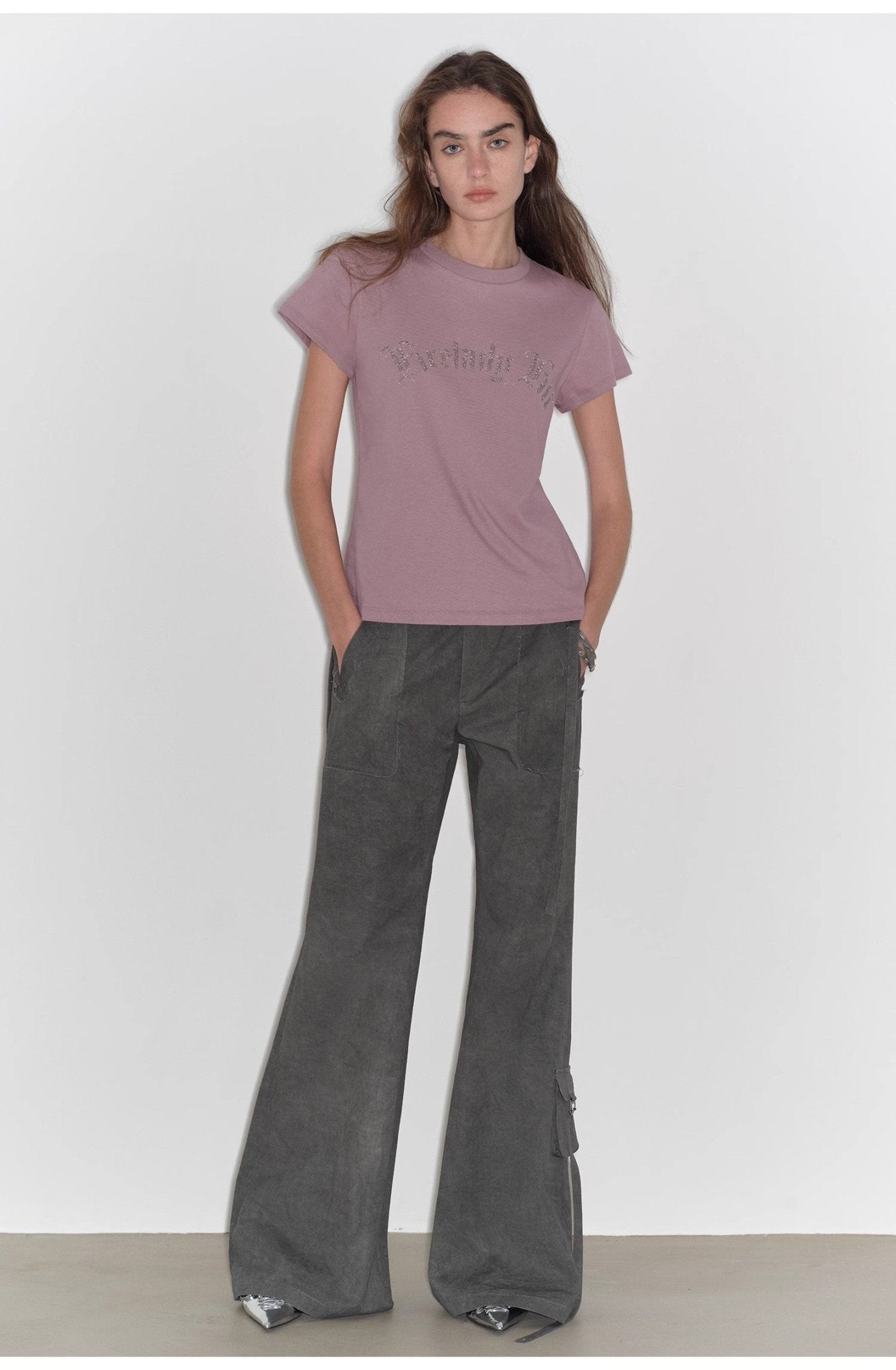 "May Time" luxury brand same version 3D long - staple cotton slightly waist rivet T-shirt - variant_title