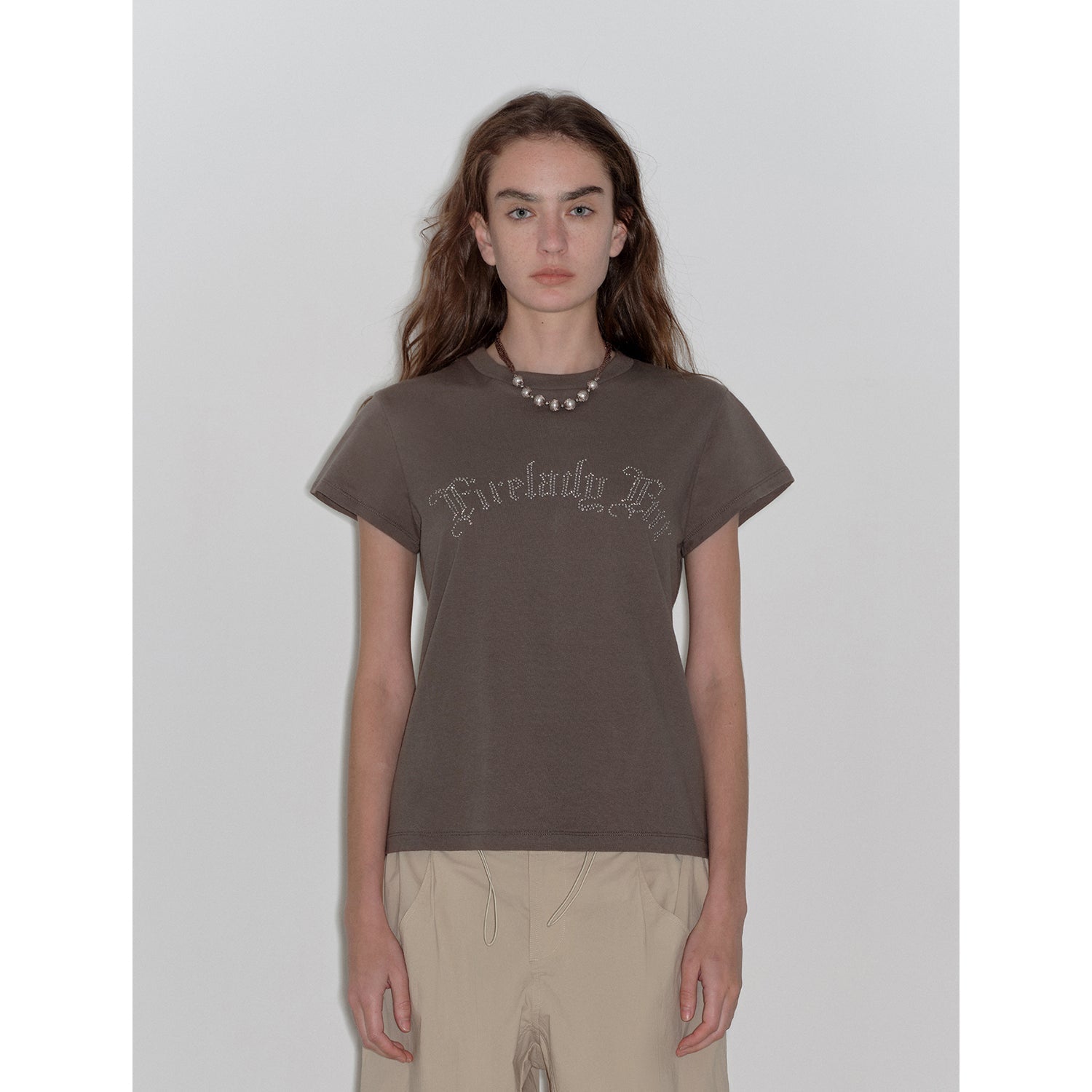 "May Time" luxury brand same version 3D long - staple cotton slightly waist rivet T-shirt - variant_title