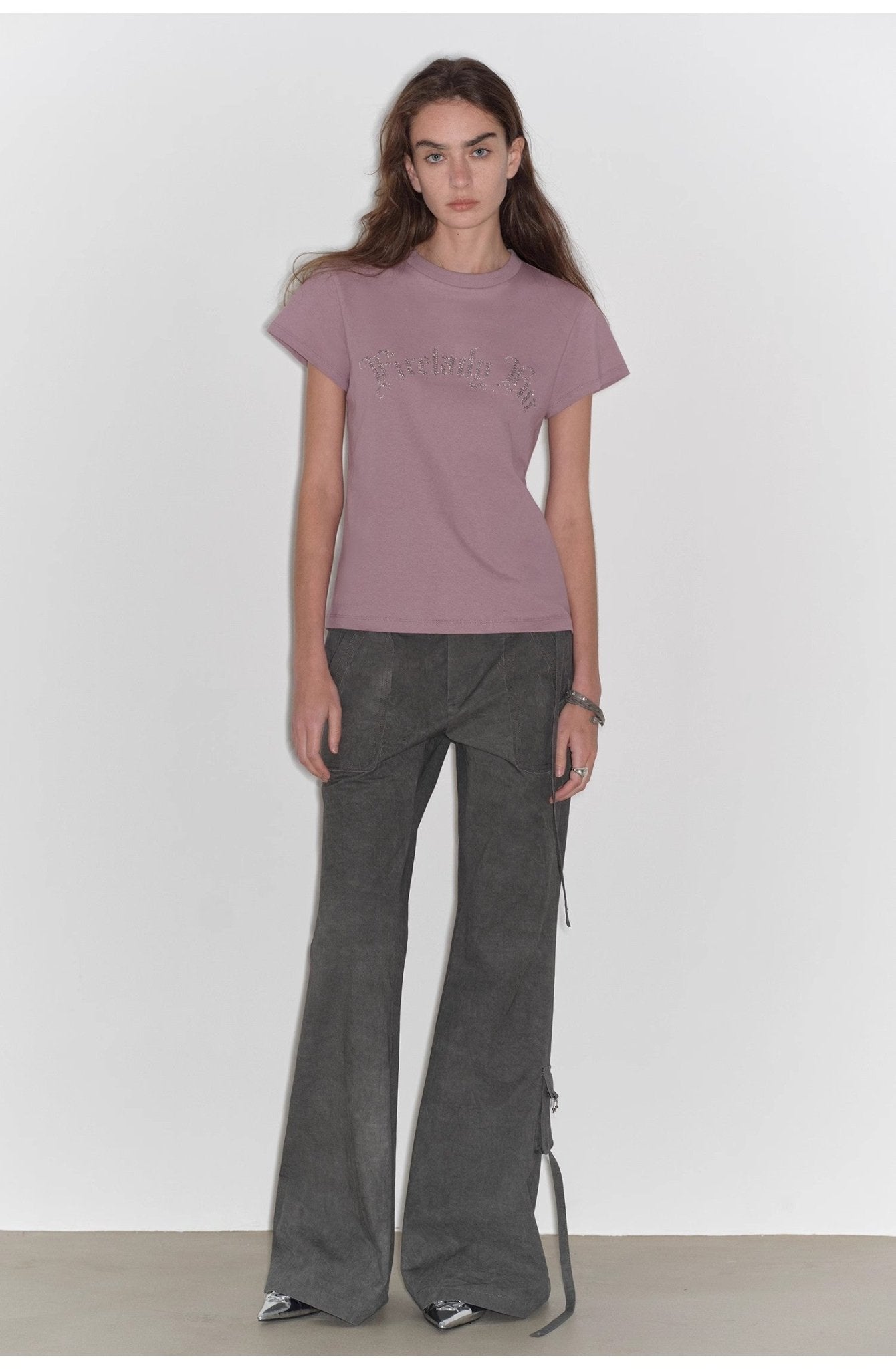 "May Time" luxury brand same version 3D long - staple cotton slightly waist rivet T-shirt - variant_title