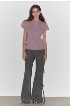 "May Time" luxury brand same version 3D long - staple cotton slightly waist rivet T-shirt - variant_title