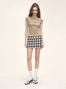 Memory Navigation khaki faux two-piece T-shirt on Rosina front view