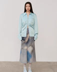 "Mercerized Spring Shadow" Acetate Shirt Women's Hollow String Pleated Slimming Long Sleeve Shirt - variant_title