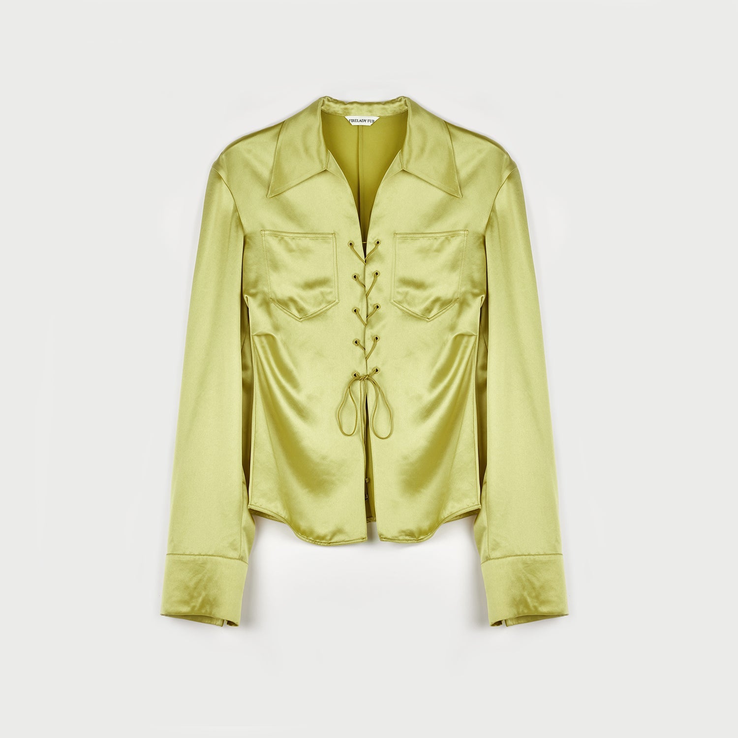 "Mercerized Spring Shadow" Acetate Shirt Women's Hollow String Pleated Slimming Long Sleeve Shirt - variant_title