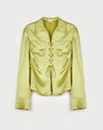 "Mercerized Spring Shadow" Acetate Shirt Women's Hollow String Pleated Slimming Long Sleeve Shirt - variant_title