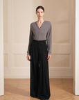 Merino wool blended double pleated wide - leg pants for women, versatile, drapey and comfortable casual trousers - variant_title