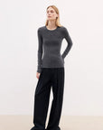 Merino wool blended double pleated wide - leg pants for women, versatile, drapey and comfortable casual trousers - variant_title