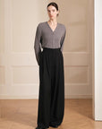 Merino wool blended double pleated wide - leg pants for women, versatile, drapey and comfortable casual trousers - variant_title