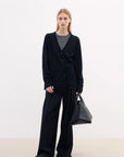 Merino wool blended double pleated wide - leg pants for women, versatile, drapey and comfortable casual trousers - variant_title
