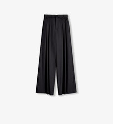 Merino wool blended double pleated wide - leg pants for women, versatile, drapey and comfortable casual trousers - variant_title