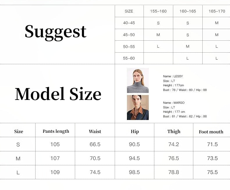 Merino wool blended double pleated wide - leg pants for women, versatile, drapey and comfortable casual trousers - variant_title