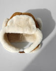 Merino wool warm earmuffs genuine leather suede aviator hat - variant_title