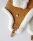 Merino wool warm earmuffs genuine leather suede aviator hat - variant_title
