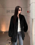 Meteor Variations Blackglama black mink coat on model, front view