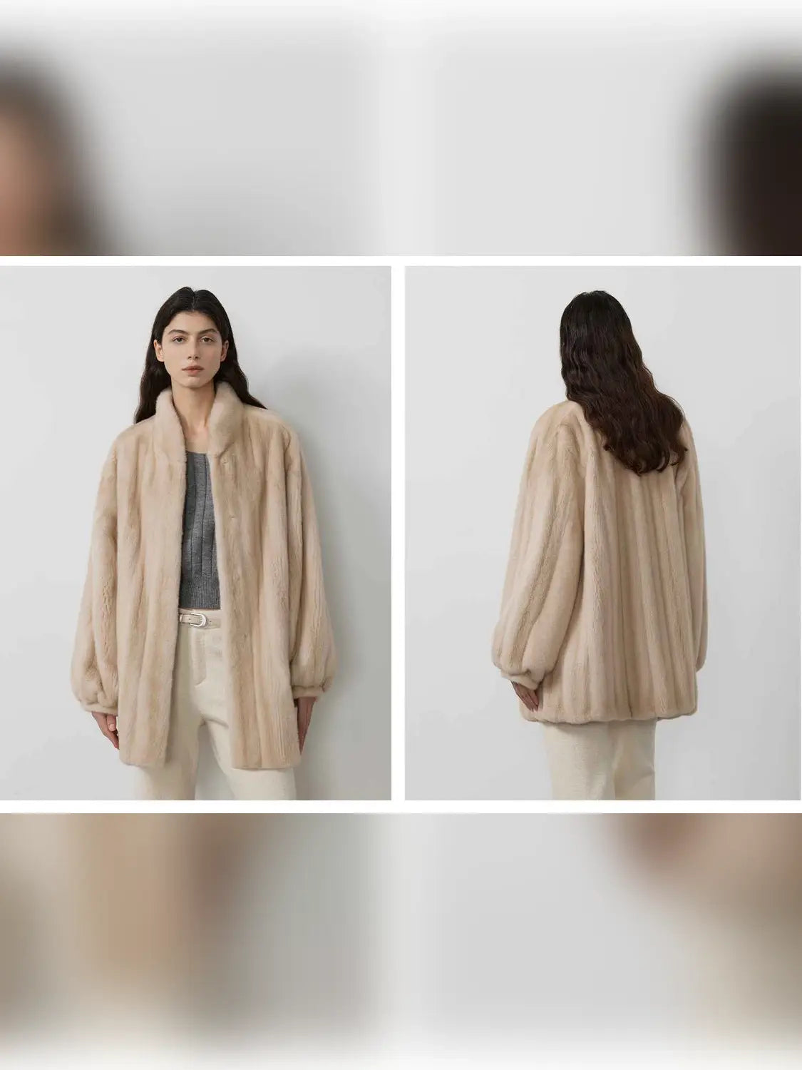 Meteor Variations Beige Sable mink coat front and back styling