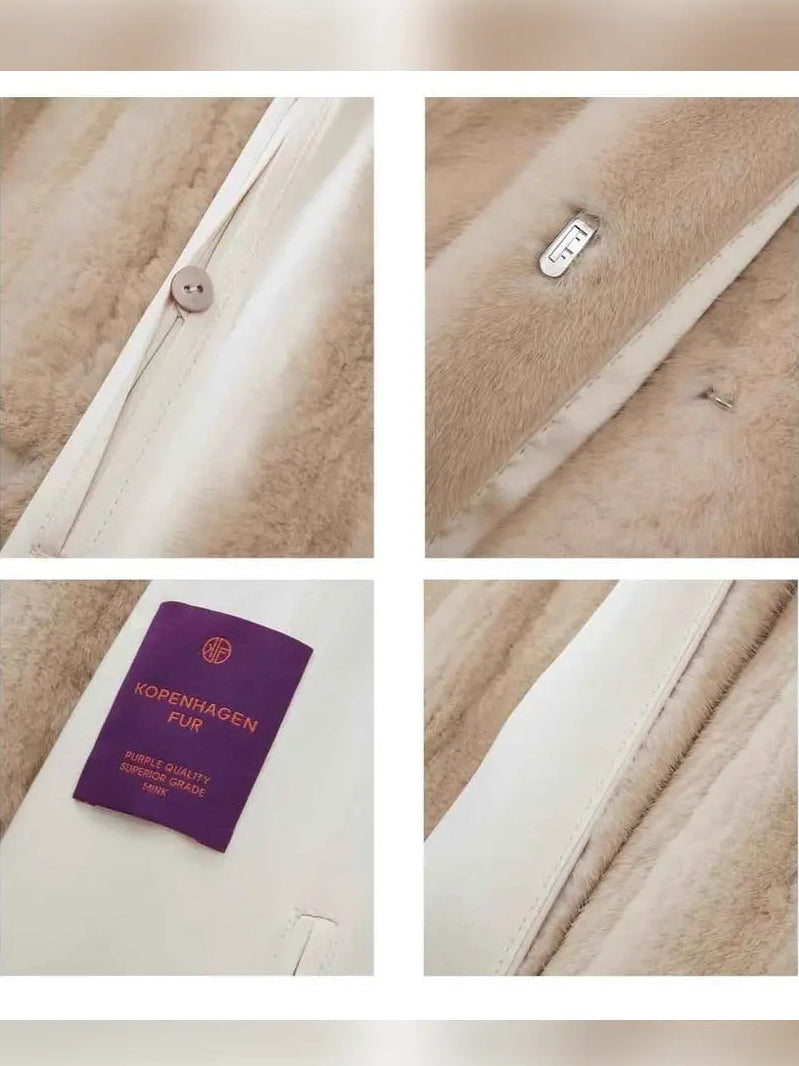 Meteor Variations mink coat buttons, lining and Kopenhagen Fur label details