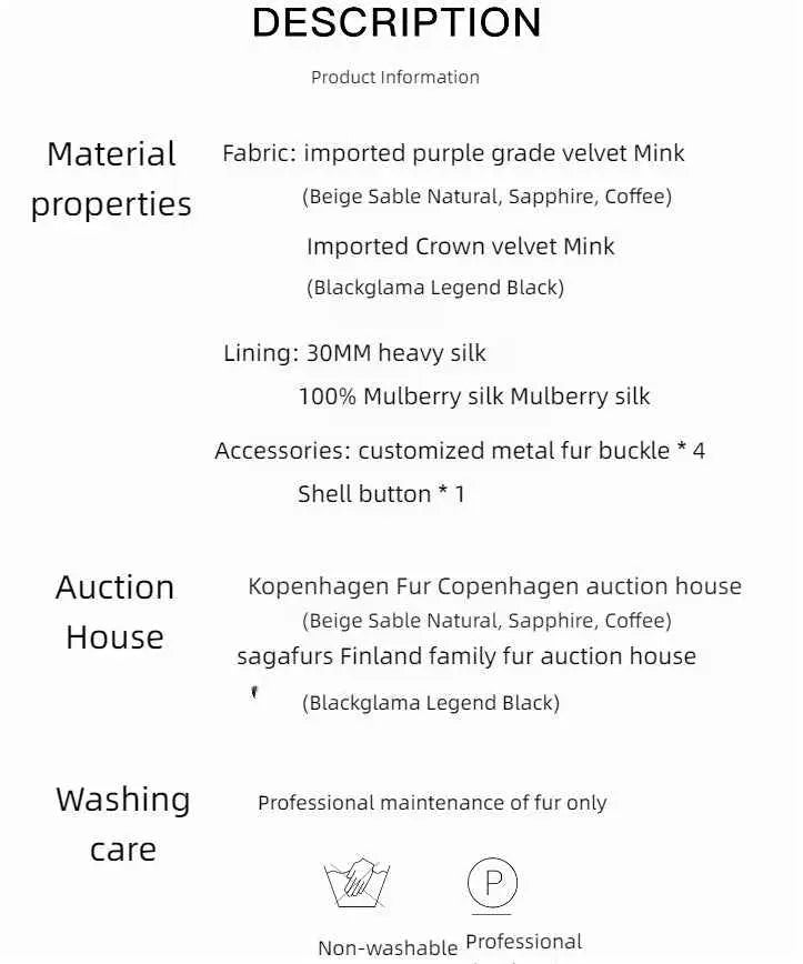 Meteor Variations Purple Label mink materials, lining and care information
