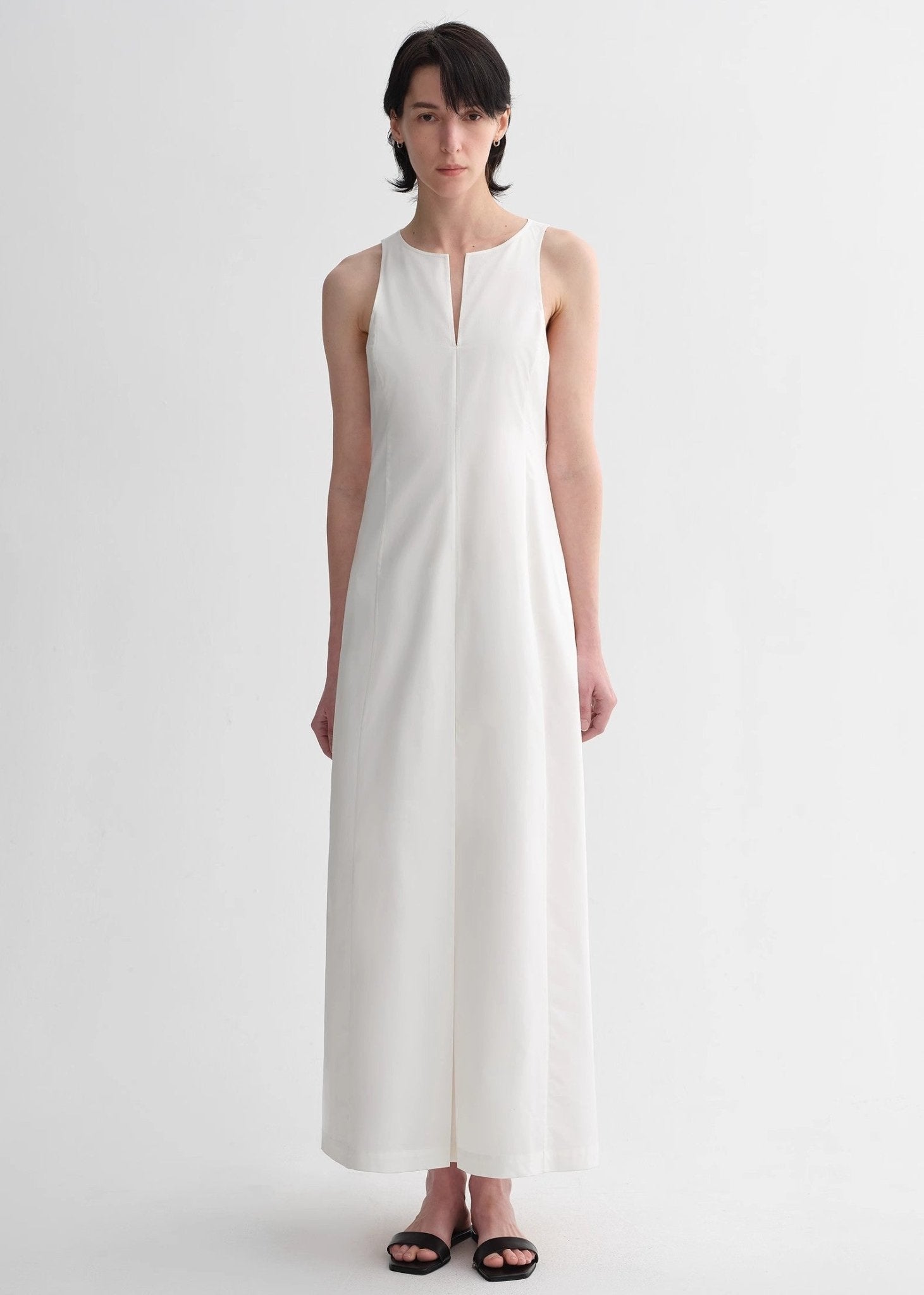 Micro - cocoon - shaped I - shaped pleated V - neck commuting slim - fitting split vest dress for women - variant_title