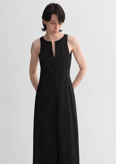 Micro - cocoon - shaped I - shaped pleated V - neck commuting slim - fitting split vest dress for women - variant_title